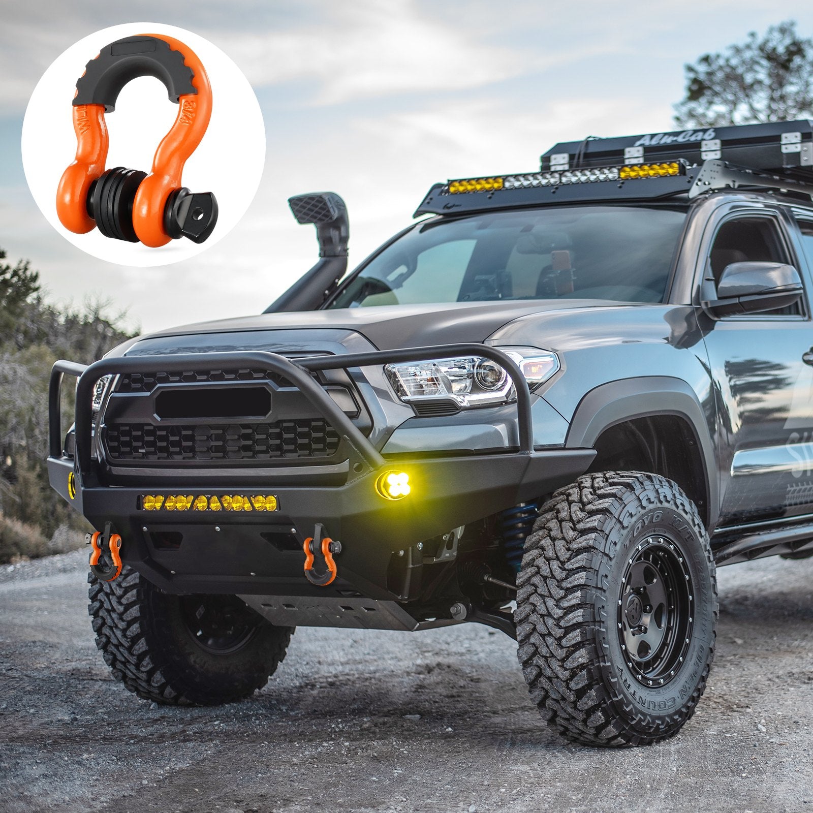 3/4" D-Ring Shackle, 2 Pack Alloy Steel Shackles 62832 Lbs (28.5 Ton) Break Strength With 7/8" Screw Pin, Isolators & Washers, Heavy Duty Off Road Vehicle Recovery Shackle For Jeep Truck, Orange